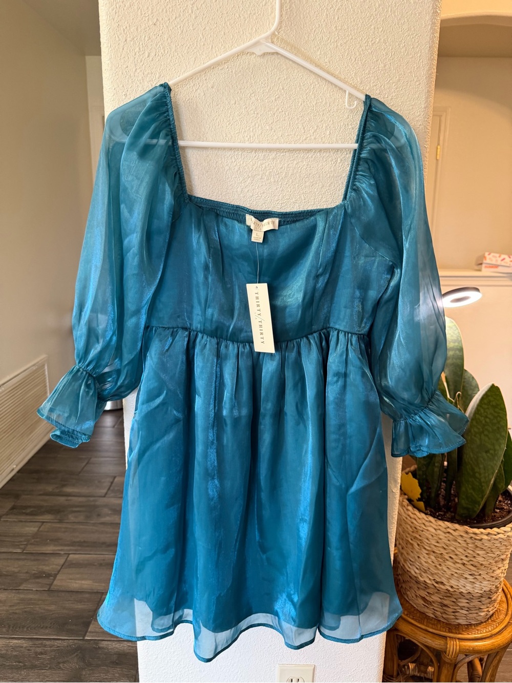 Square Neck Teal Dress
